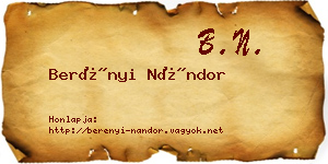 Berényi Nándor névjegykártya